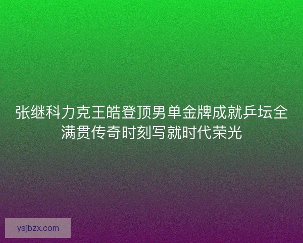 张继科力克王皓登顶男单金牌成就乒坛全满贯传奇时刻写就时代荣光 张继科力克王皓登顶男单金牌成就乒坛全满贯传奇时刻写就时代荣光